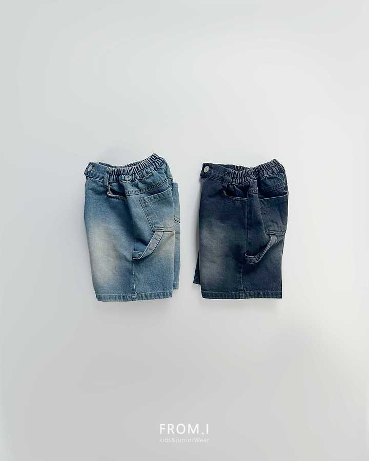 From I - Korean Children Fashion - #kidzfashiontrend - Carpenter Half Denim Pants - 3