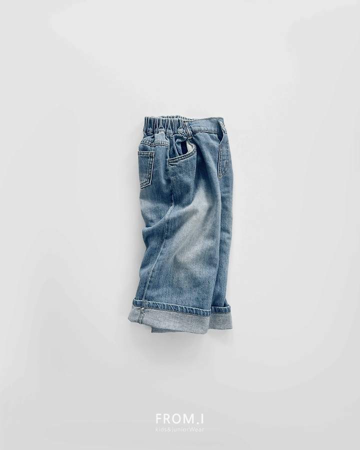 From I - Korean Children Fashion - #kidsstore - Linen Roll-Up Denim Pants - 4