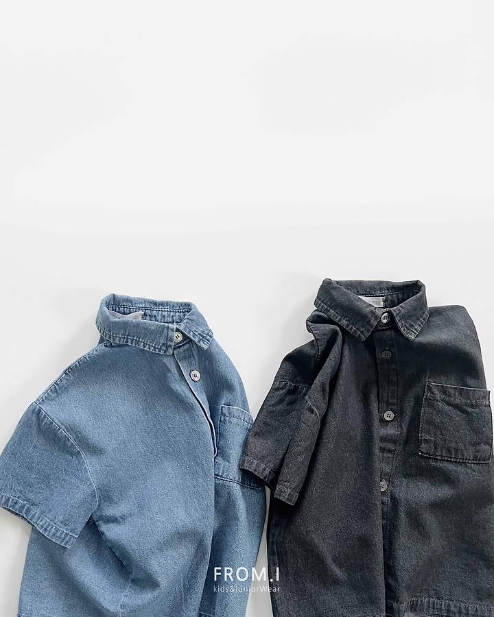 From I - Korean Children Fashion - #littlefashionista - Over Denim Shirt - 3