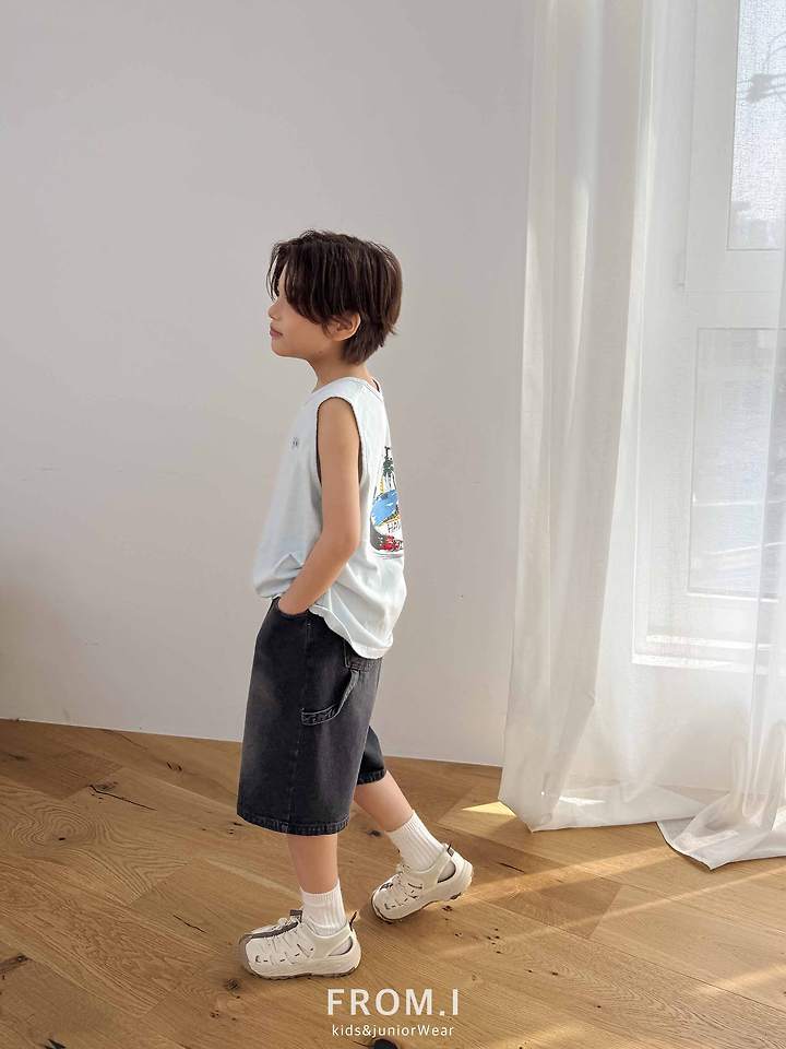From I - Korean Children Fashion - #minifashionista - Carpenter Half Denim Pants - 7