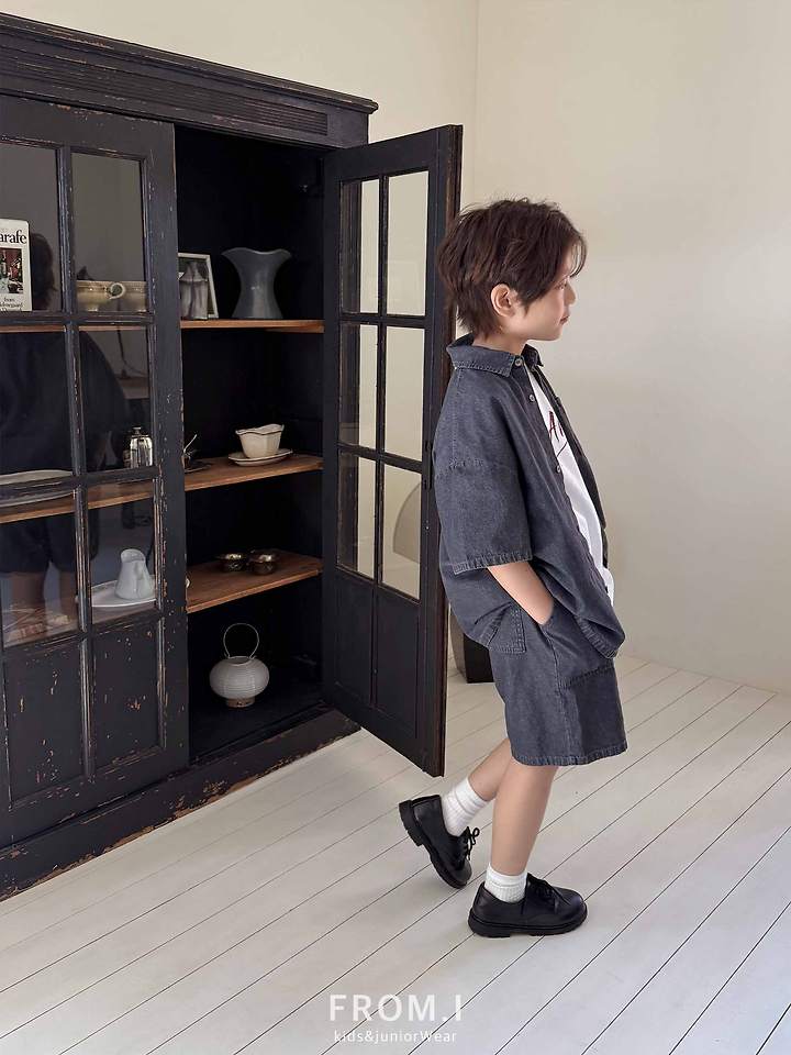 From I - Korean Children Fashion - #minifashionista - Over Denim Shirt - 5