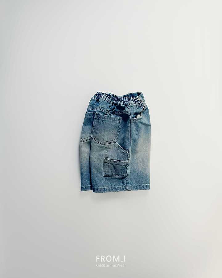 From I - Korean Children Fashion - #prettylittlegirls - Carpenter Half Denim Pants - 8