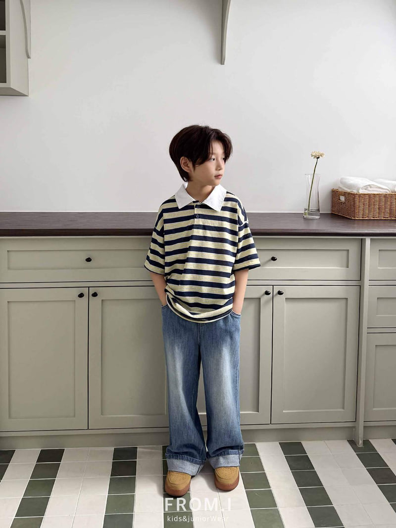 From I - Korean Children Fashion - #prettylittlegirls - Linen Roll-Up Denim Pants - 9