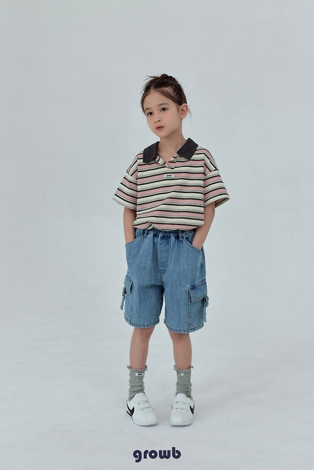 Grow B - Korean Children Fashion - #childofig - Track Collar Tee - 8
