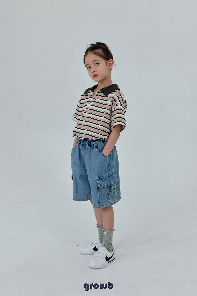 Grow B - Korean Children Fashion - #childofig - Track Collar Tee - 9