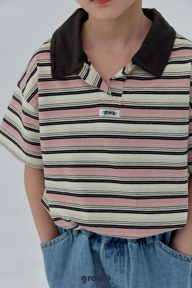 Grow B - Korean Children Fashion - #childrensboutique - Track Collar Tee - 10