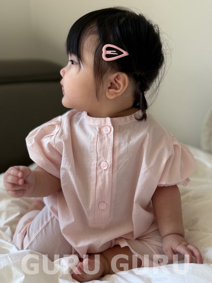 Guru Guru - Korean Baby Fashion - #babyboutique - Linen Puff Romper - 5