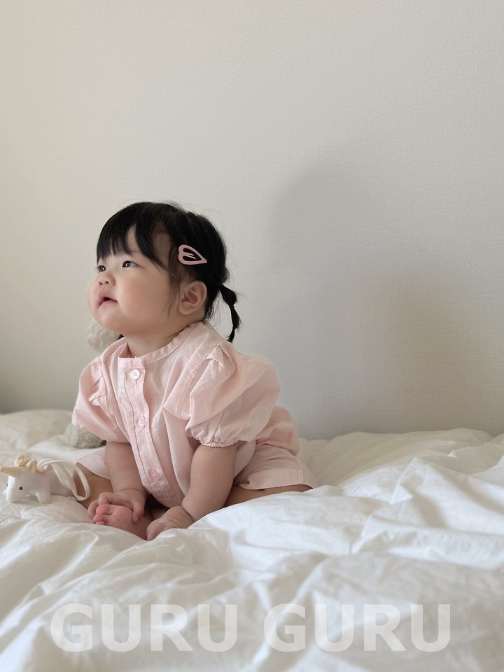 Guru Guru - Korean Baby Fashion - #babyboutiqueclothing - Linen Puff Romper - 7