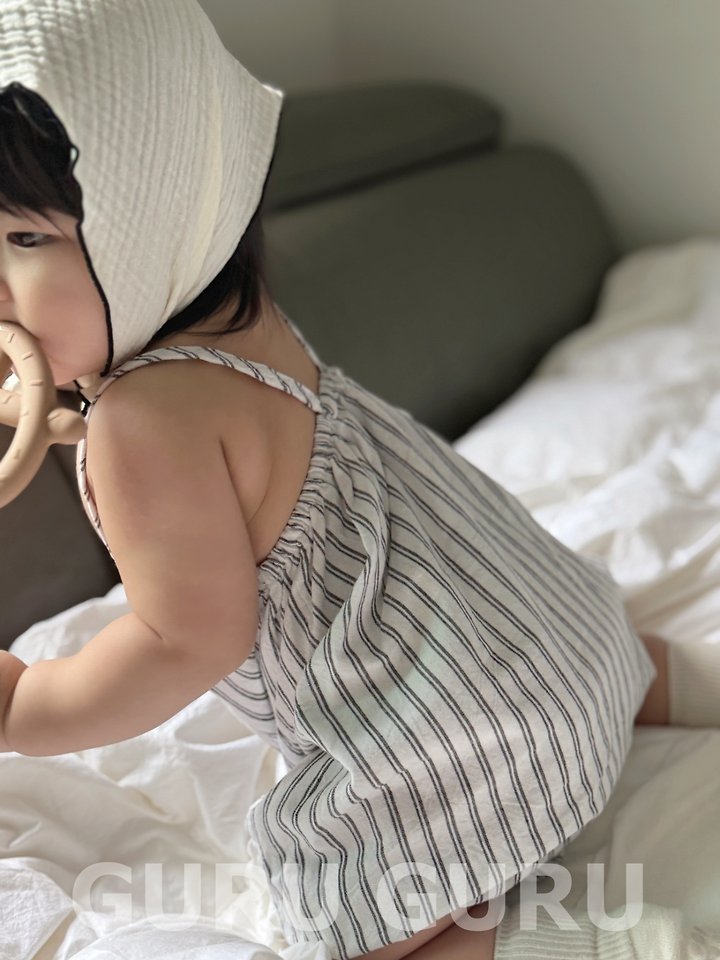 Guru Guru - Korean Baby Fashion - #babyclothing - Striped Romper - 9