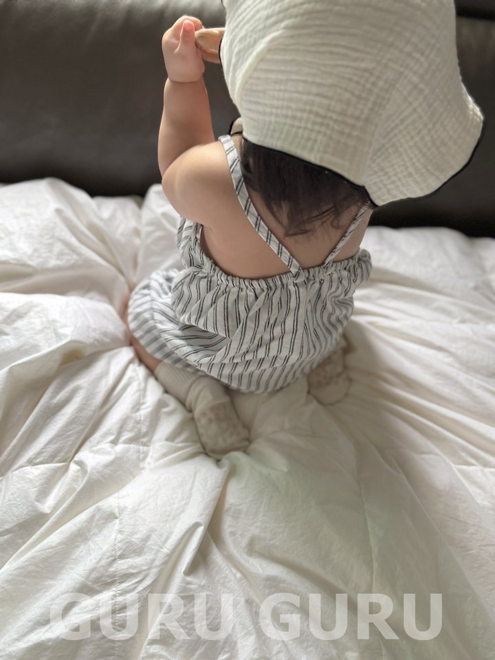 Guru Guru - Korean Baby Fashion - #babyfever - Striped Romper - 11