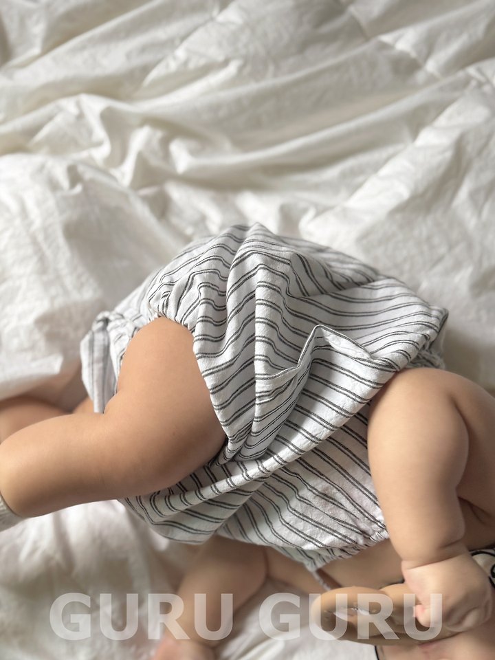 Guru Guru - Korean Baby Fashion - #babygirlfashion - Striped Romper - 12