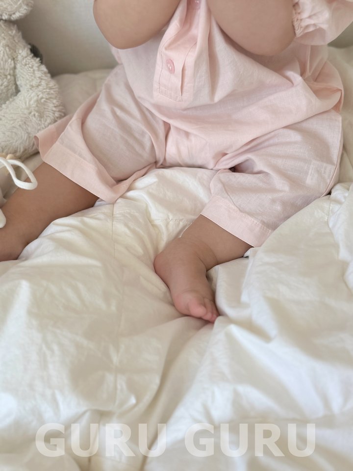 Guru Guru - Korean Baby Fashion - #babygirlfashion - Linen Puff Romper - 11