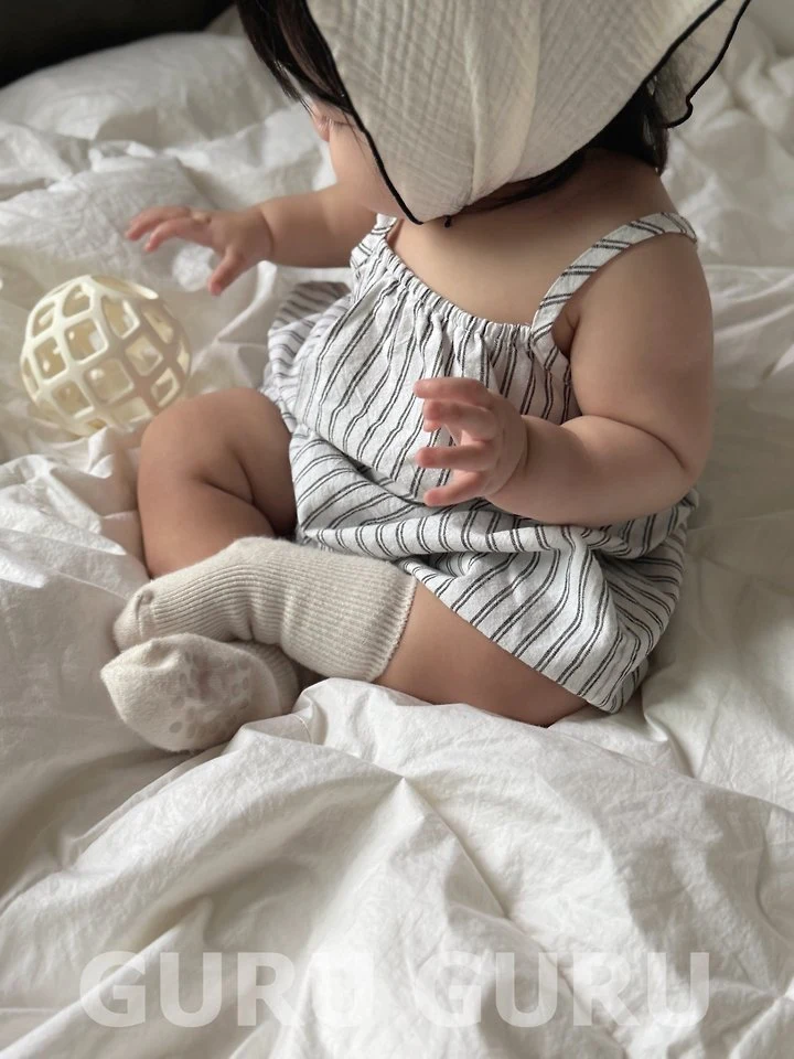 Guru Guru - Korean Baby Fashion - #onlinebabyshop - Striped Romper - 5
