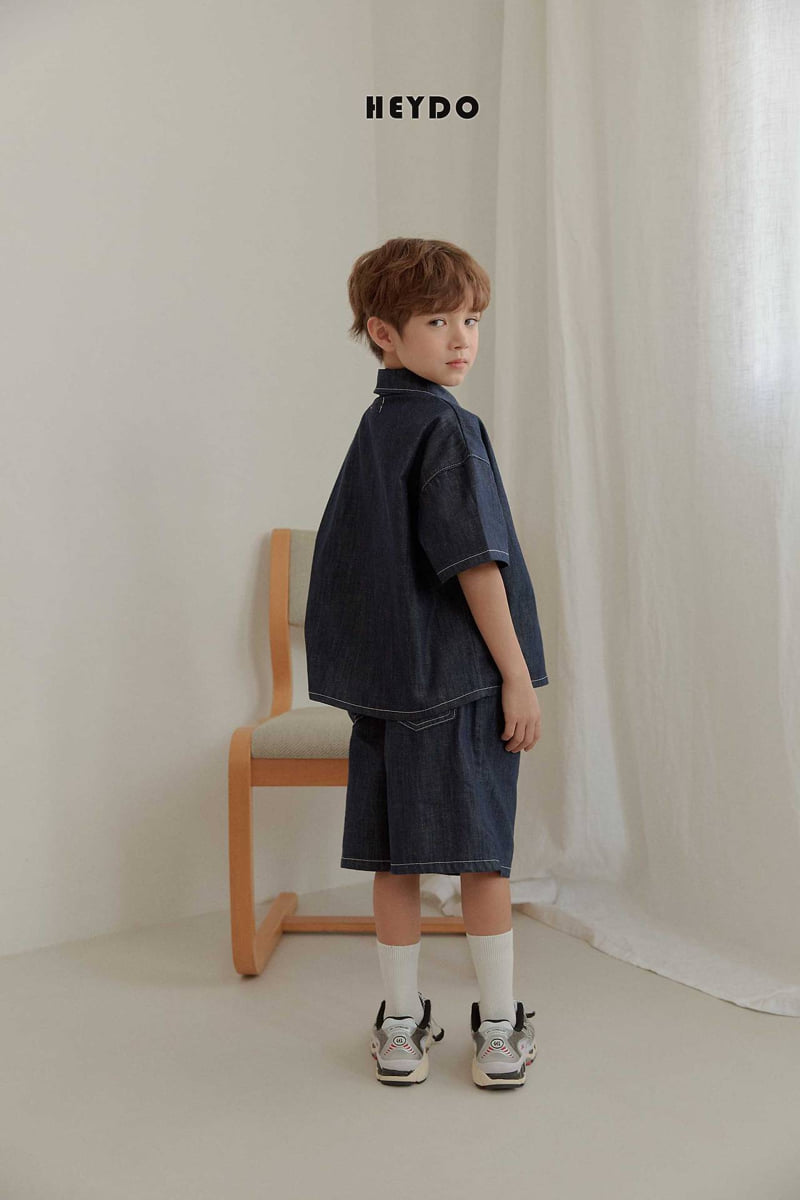 Heydo - Korean Children Fashion - #Kfashion4kids - Raw Denim Short Sleeve Shirt - 11