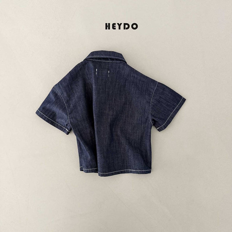 Heydo - Korean Children Fashion - #childofig - Raw Denim Short Sleeve Shirt - 3
