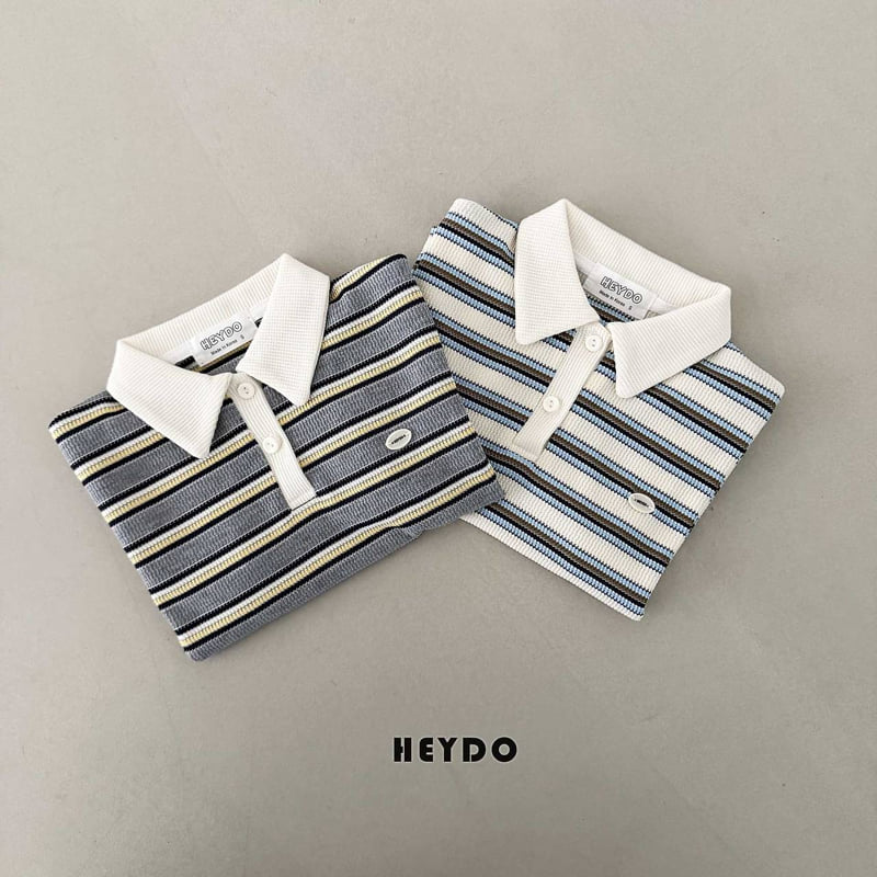 Heydo - Korean Children Fashion - #childofig - Waffle Stripe Collar Tee
