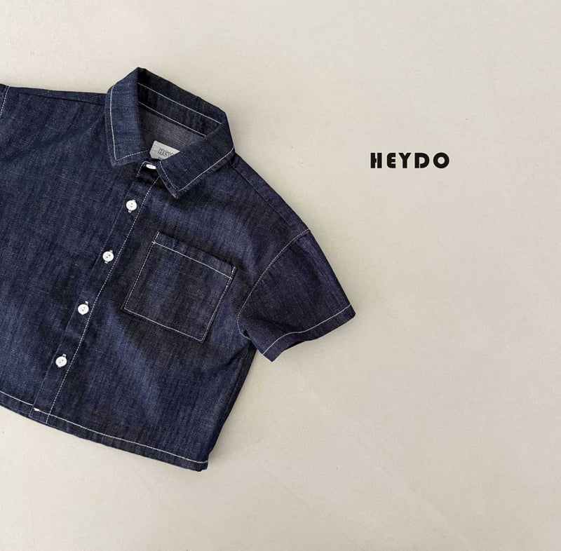 Heydo - Korean Children Fashion - #childofig - Raw Denim Short Sleeve Shirt - 4