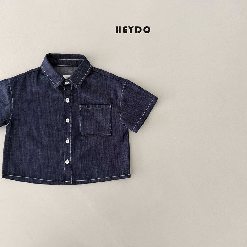 Heydo - Korean Children Fashion - #designkidswear - Raw Denim Short Sleeve Shirt - 5