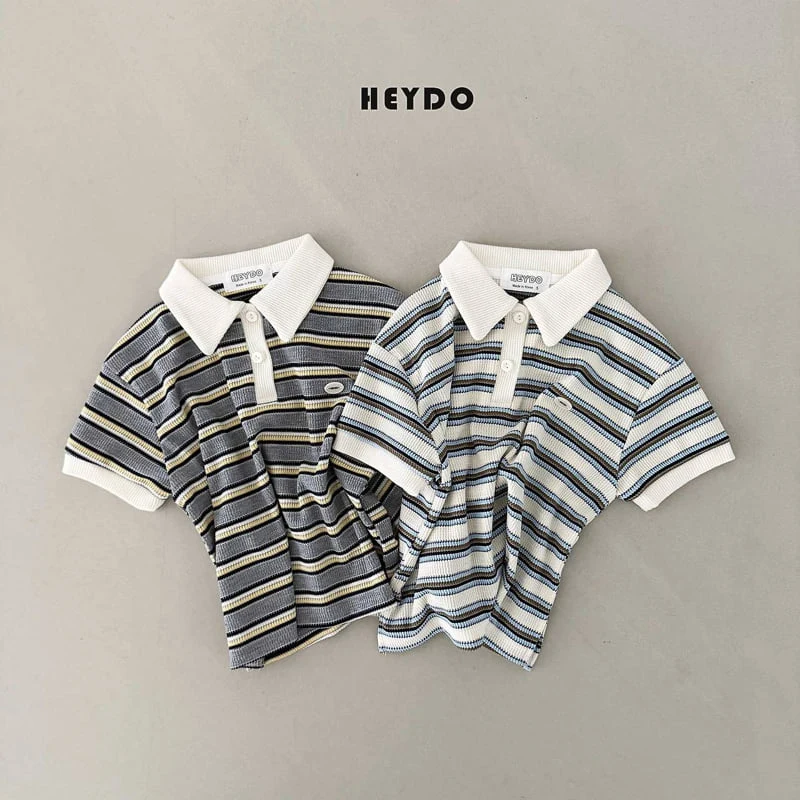 Heydo - Korean Children Fashion - #designkidswear - Waffle Stripe Collar Tee - 3