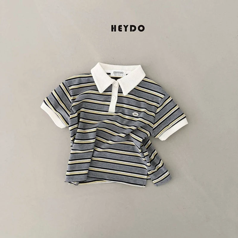 Heydo - Korean Children Fashion - #designkidswear - Waffle Stripe Collar Tee - 4