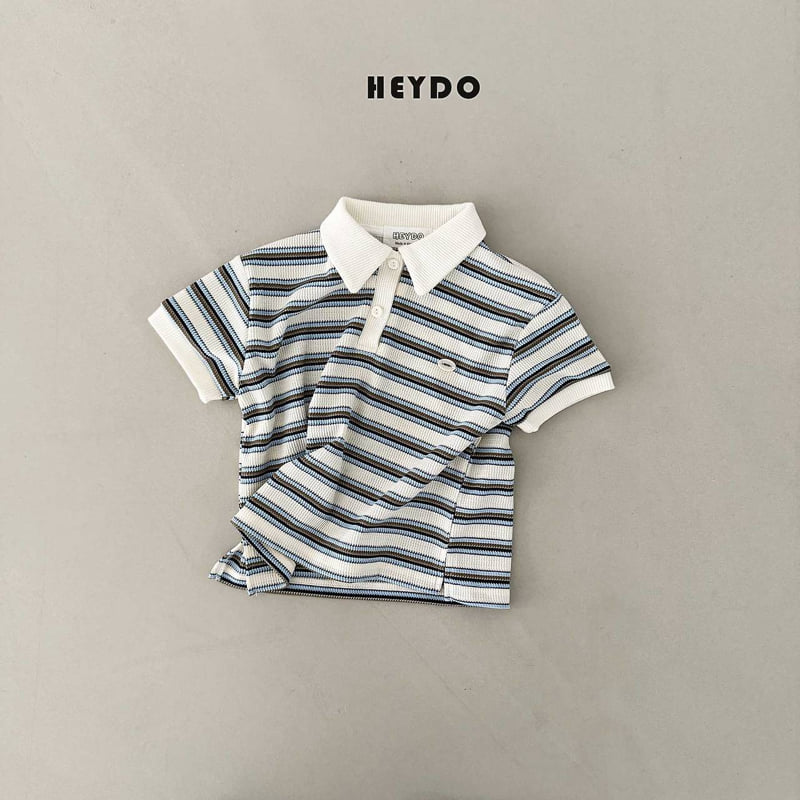 Heydo - Korean Children Fashion - #fashionkids - Waffle Stripe Collar Tee - 5