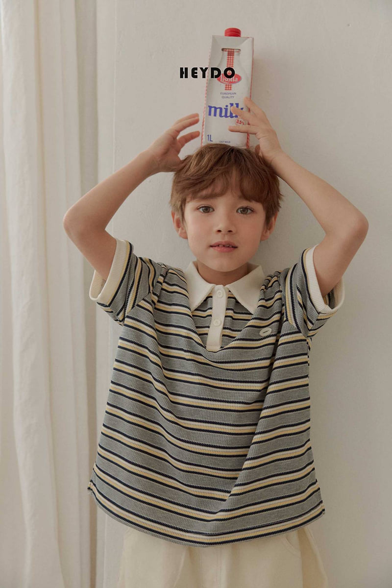 Heydo - Korean Children Fashion - #kidsstore - Waffle Stripe Collar Tee - 7