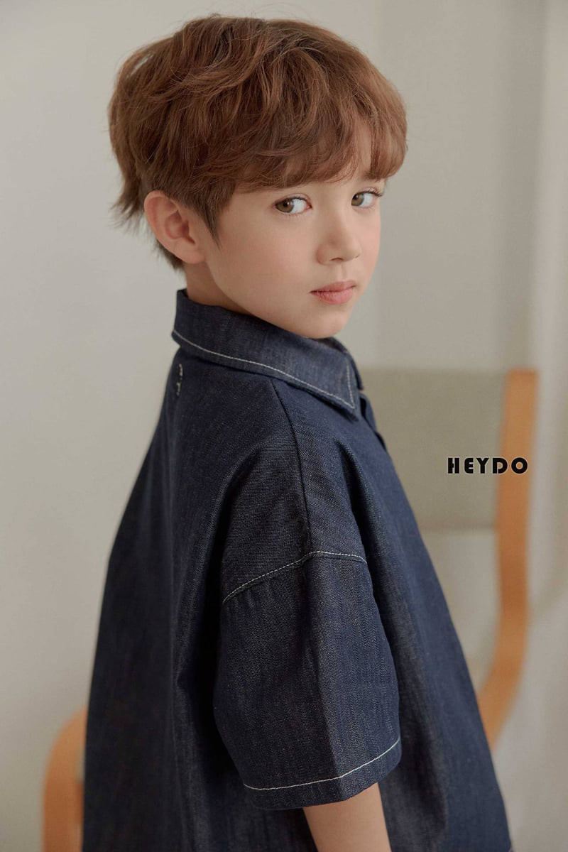 Heydo - Korean Children Fashion - #littlefashionista - Raw Denim Short Sleeve Shirt - 12