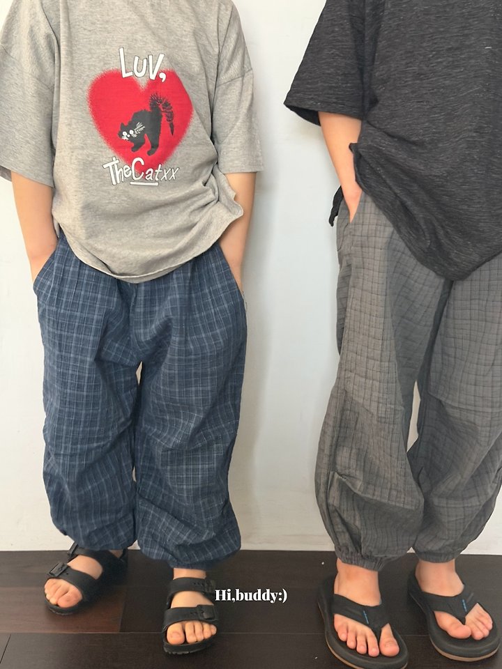 Hi buddy - Korean Children Fashion - #kidsshorts - Check Tok Pants - 3