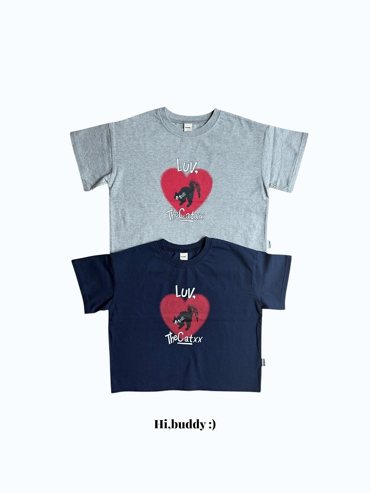 Hi buddy - Korean Children Fashion - #kidzfashiontrend - Love Cat Tee