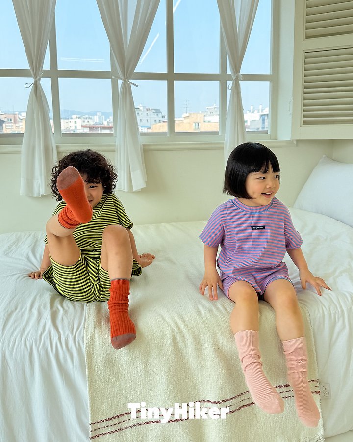 Hiker - Korean Children Fashion - #childrensboutique - Stripe Biker Set - 7