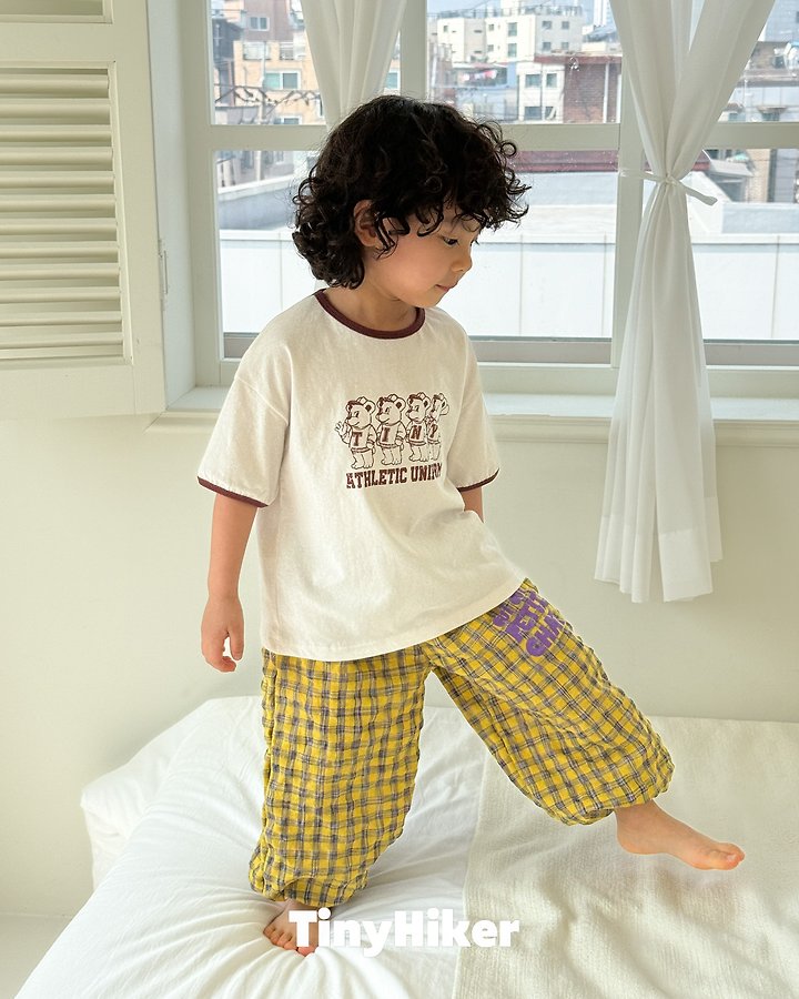 Hiker - Korean Children Fashion - #designkidswear - Bear Paw Check Jogger Pants - 9