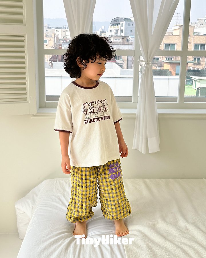Hiker - Korean Children Fashion - #kidsshorts - Bear Paw Check Jogger Pants - 12