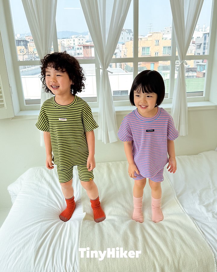 Hiker - Korean Children Fashion - #kidsshorts - Stripe Biker Set - 11