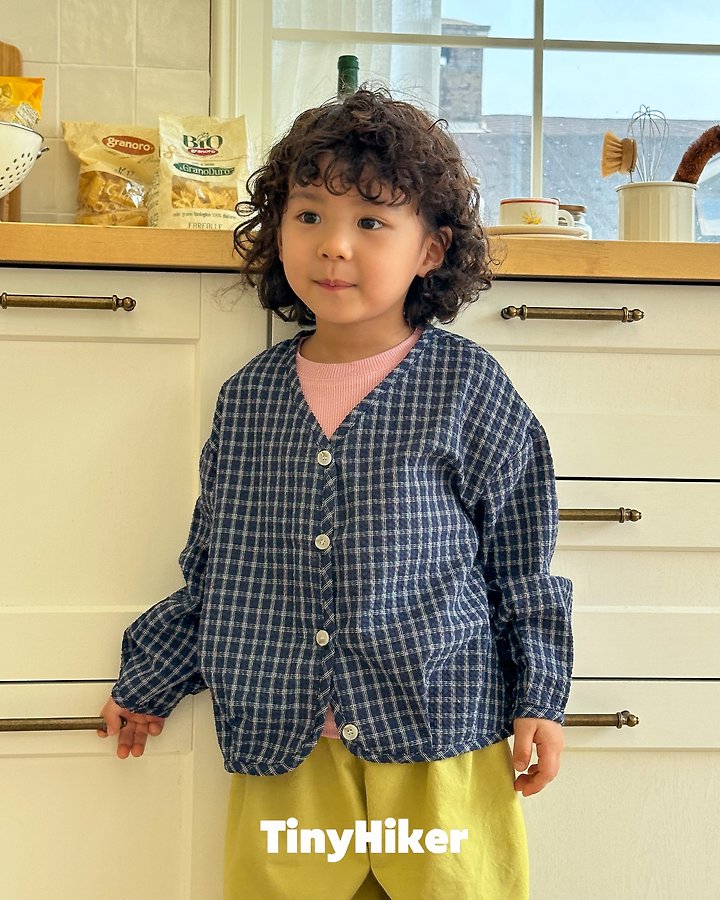 Hiker - Korean Children Fashion - #kidzfashiontrend - Cotton Check Cardigan - 8