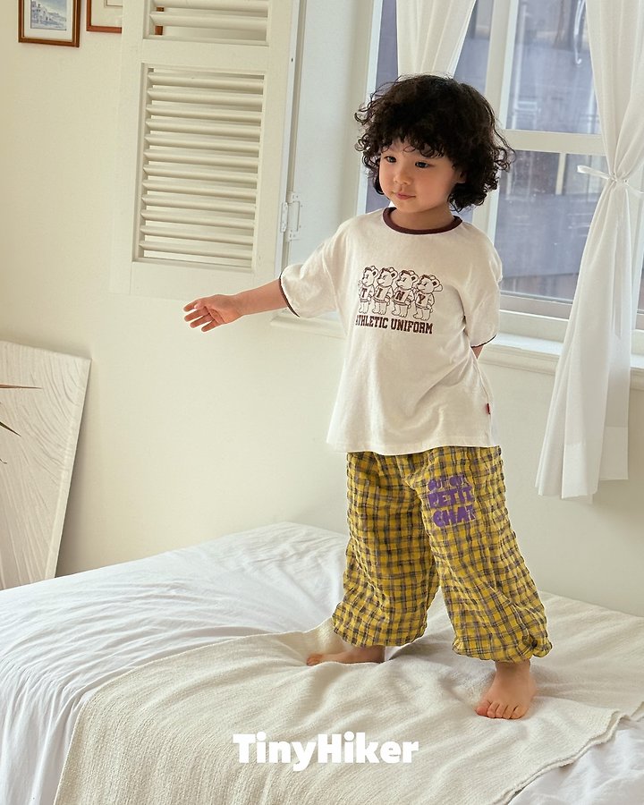 Hiker - Korean Children Fashion - #prettylittlegirls - Bear Paw Check Jogger Pants - 5