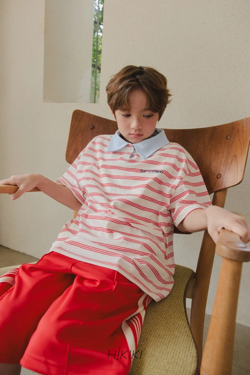 Hikiki - Korean Children Fashion - #kidsshorts - Collar Stripe Tee - 9