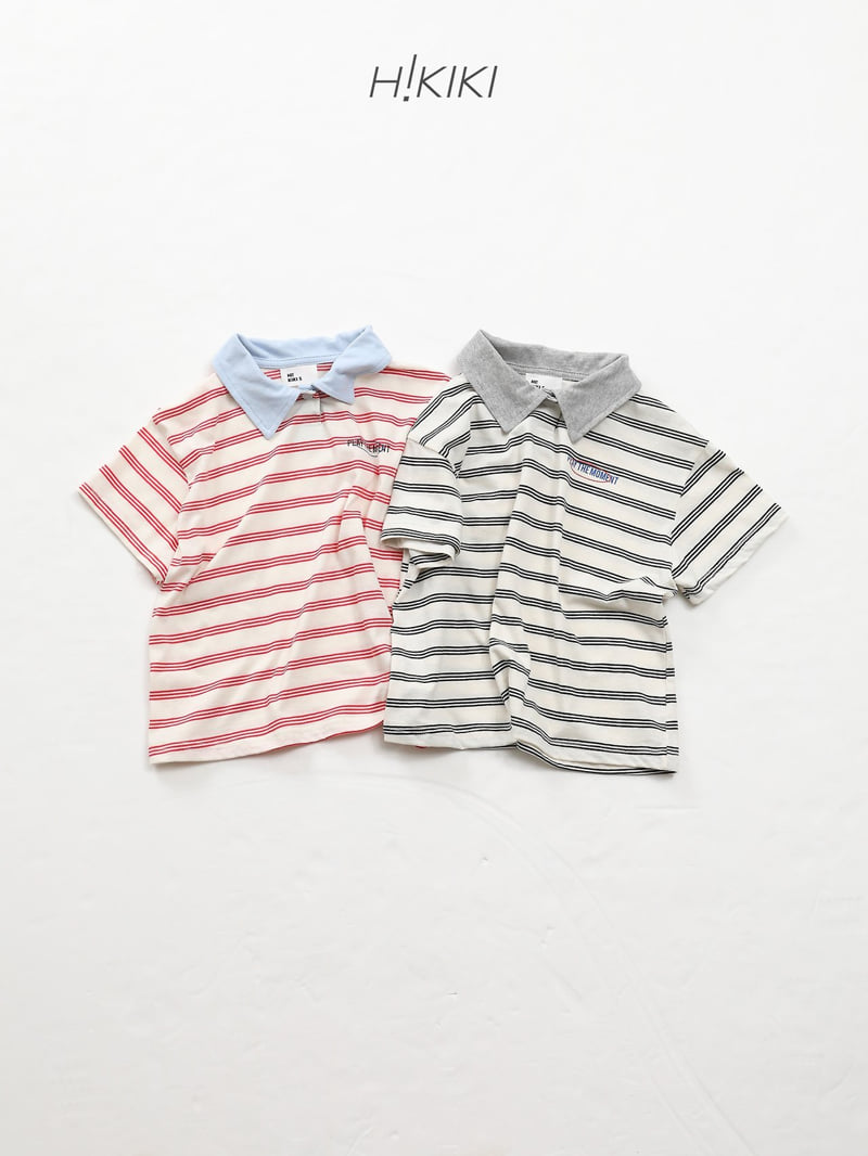 Hikiki - Korean Children Fashion - #todddlerfashion - Collar Stripe Tee