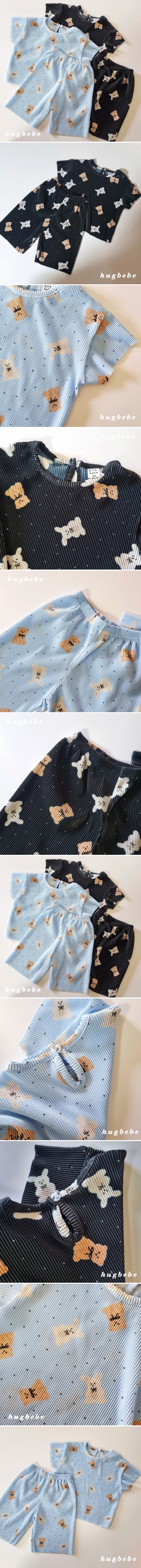 Hug Bebe - Korean Baby Fashion - #babyootd - Bear Rabbit Pleats Set