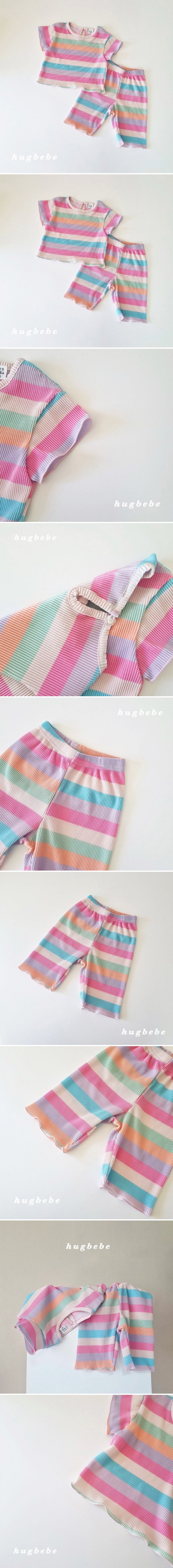 Hug Bebe - Korean Baby Fashion - #babyoutfit - Rainbow Pleats Set