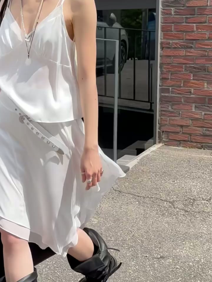 Inssense - Korean Women Fashion - #momslook - Satin Sheer Asymmetric Skirt - 2