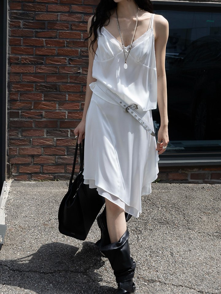 Inssense - Korean Women Fashion - #momslook - Back-Button Satin Sheer Bustier - 3