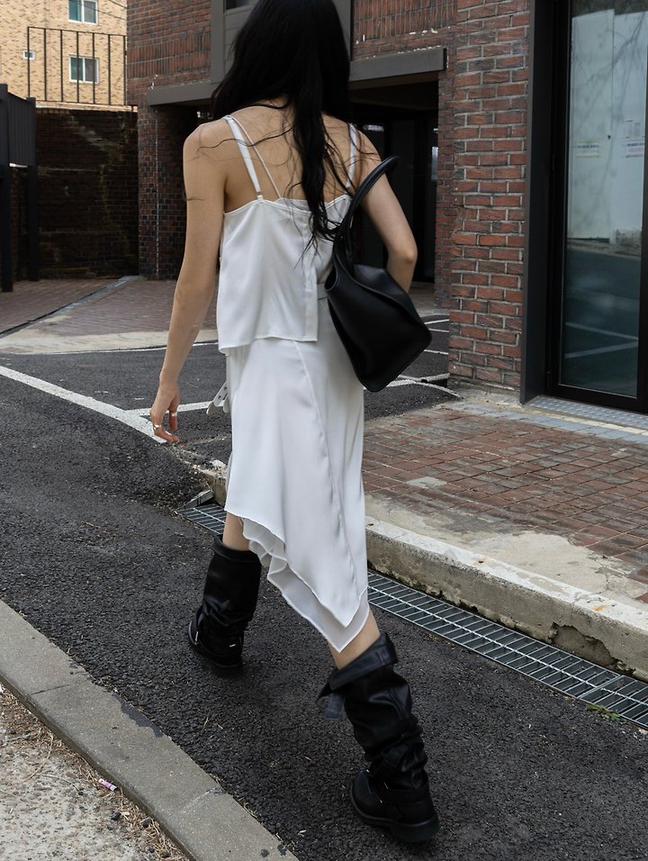 Inssense - Korean Women Fashion - #momslook - Back-Button Satin Sheer Bustier - 5