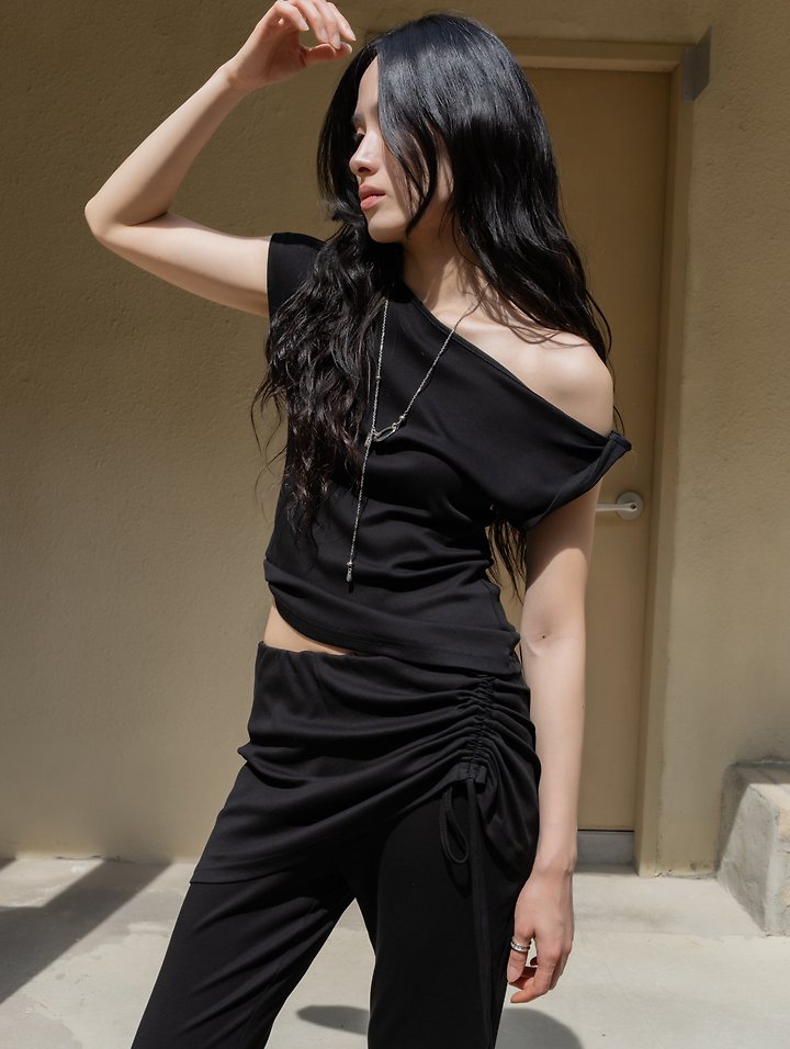 Inssense - Korean Women Fashion - #momslook - Twist One-Shoulder Off Top
