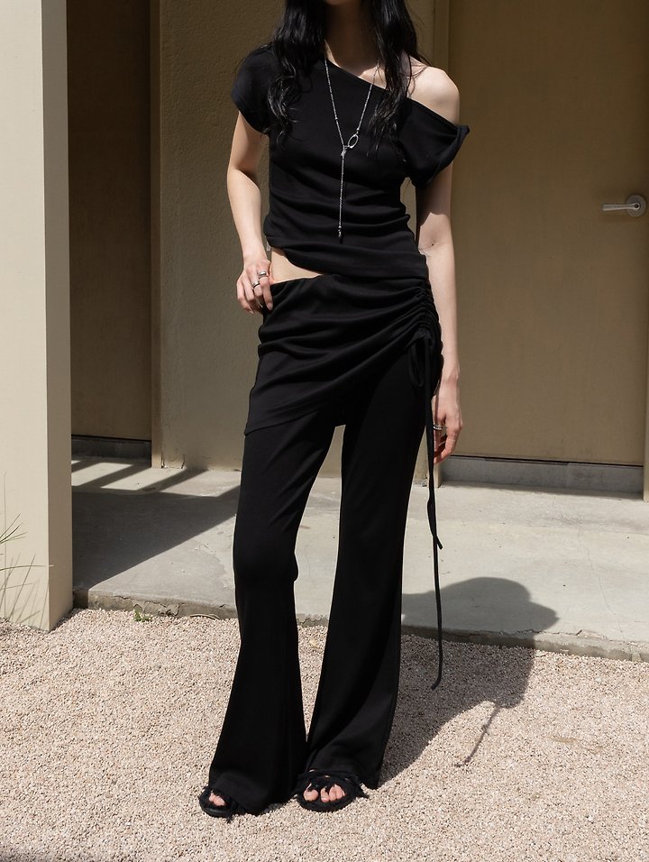 Inssense - Korean Women Fashion - #momslook - Twist One-Shoulder Off Top - 3