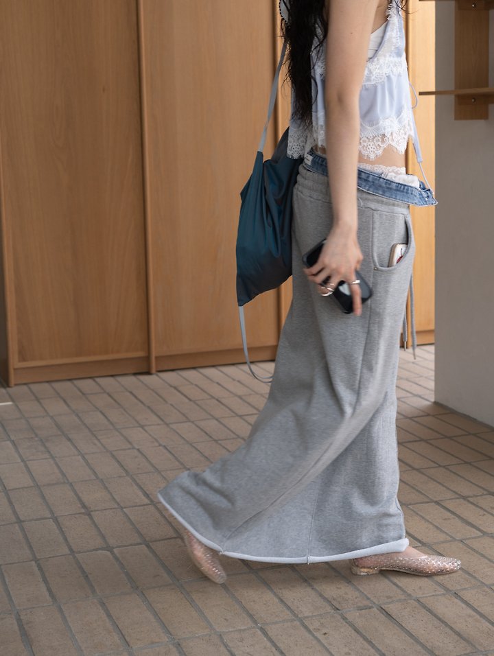 Inssense - Korean Women Fashion - #momslook - Summer Denim Waist Layered Cutline Maxi Skirt - 11