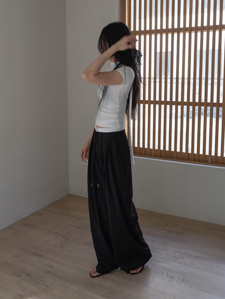 Inssense - Korean Women Fashion - #momslook - Ribbed Tie-Detail Backless Top - 3