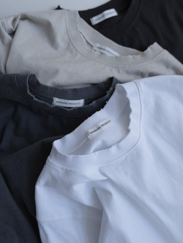 Inssense - Korean Women Fashion - #momslook - Vintage Pigment Stitch Cropped Tee - 2