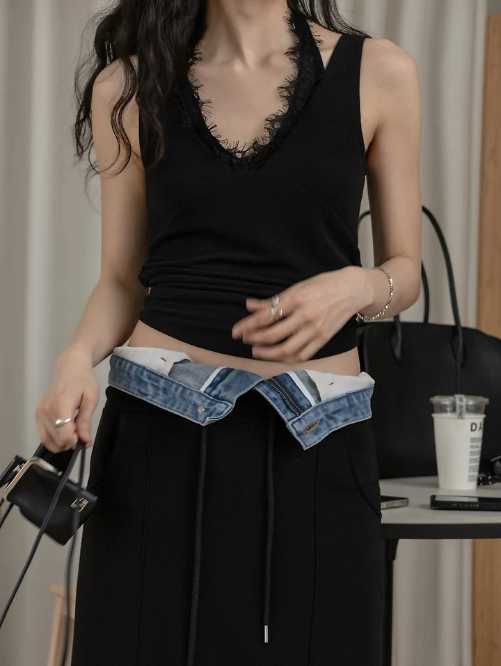 Inssense - Korean Women Fashion - #momslook - Lace Layered Halter Tank Top - 2