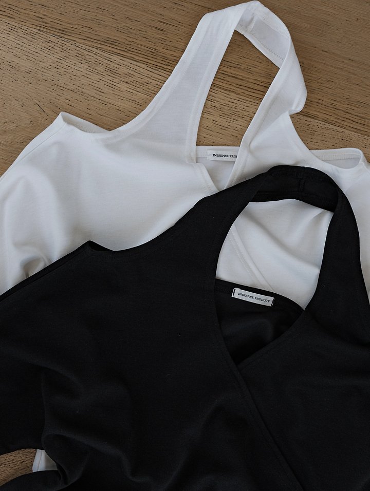 Inssense - Korean Women Fashion - #momslook - Halter Off-Shoulder Drape Top - 8