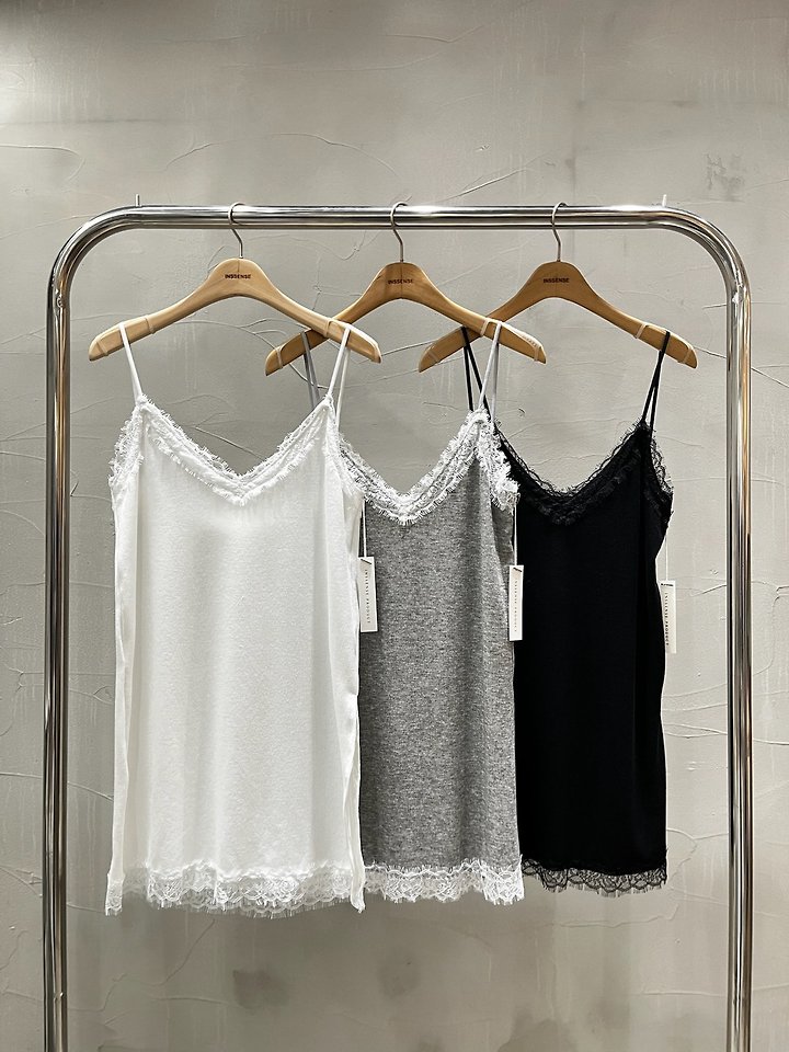 Inssense - Korean Women Fashion - #momslook - Side Slit Lace Sleeveless Top - 8
